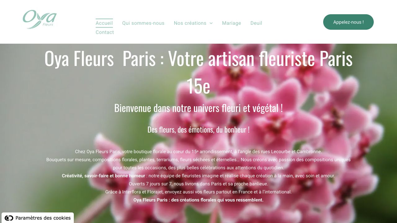 Capture du site de Oya Fleurs Paris — L’Envolée