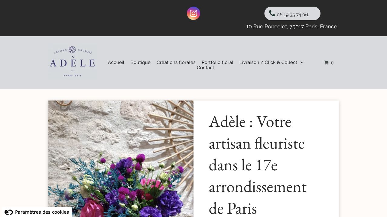 Capture du site de Adèle Fleuriste